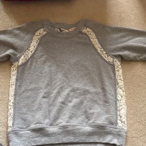 Gray Sweatshirt with Lace Accents